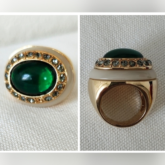 BR Elegant Emerald Vintage Style Rng - Picture 1 of 13